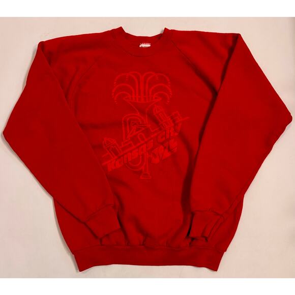 Vtg Kansas City Jazz Fruit of the Loom Crewneck Sweatshirt Red Size XL Unisex - Picture 1 of 4